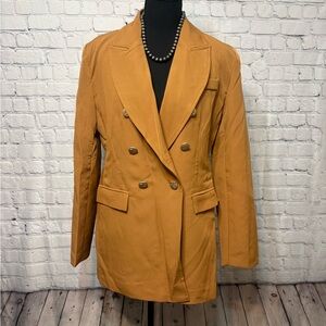 SHEIN Tan Double-Breasted Blazer